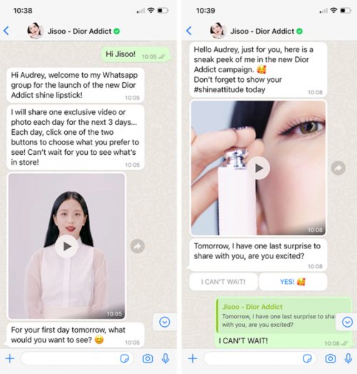 Jisoo brand ambassador di Dior protagonista della campagna di messaggi personalizzati su whatsapp